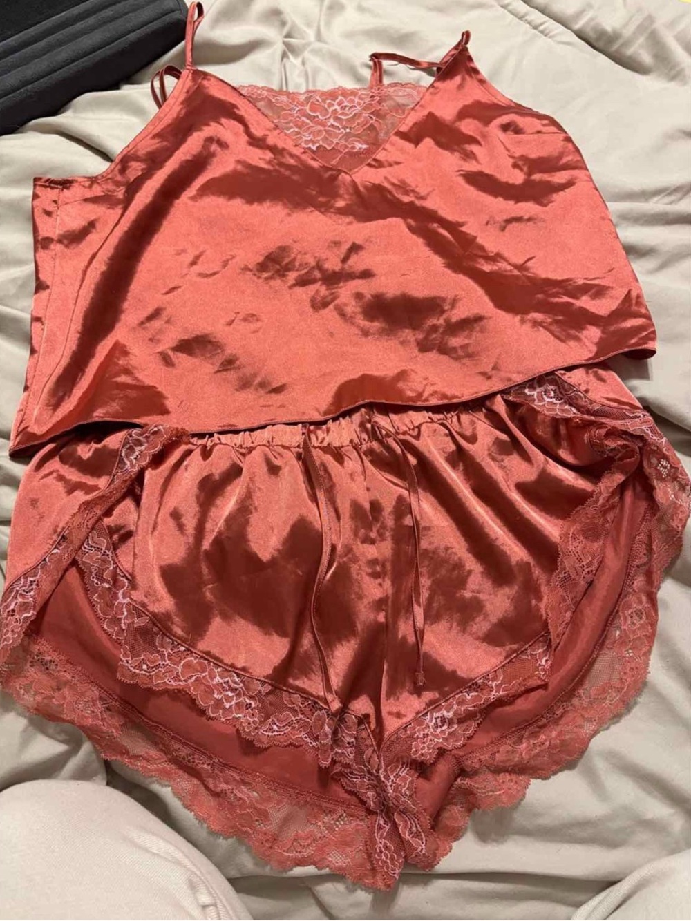 La SENZA Coral Satin Lace Cami & Short Sleep Set